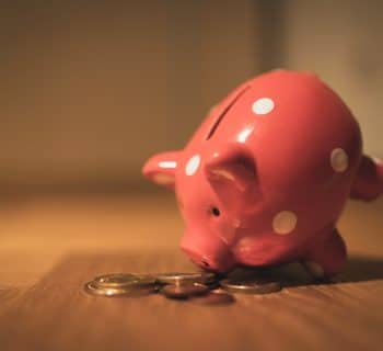 pink pig coin bank on brown wooden table