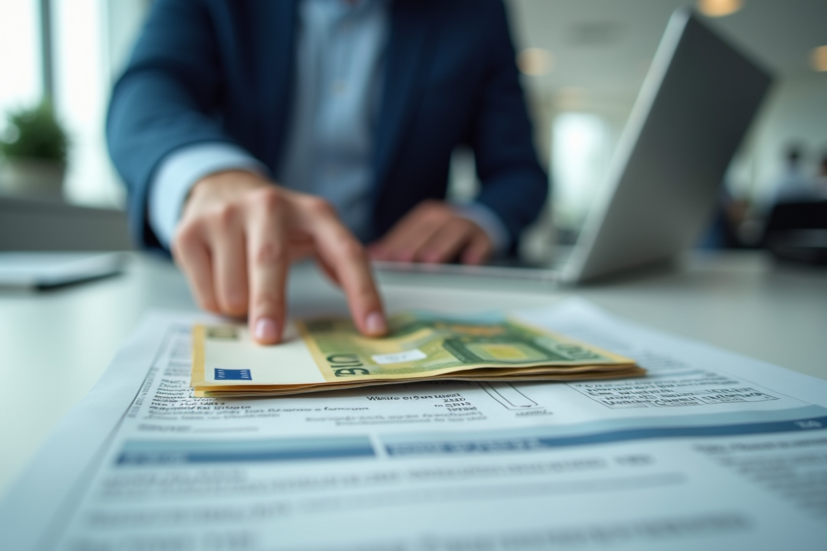 Bureau de l agence sociale avec des billets et un relevé RSA