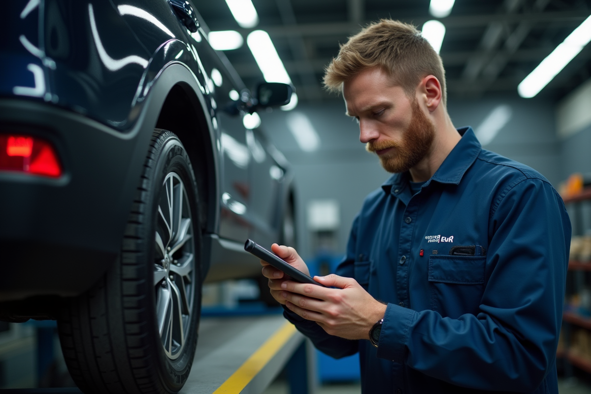 Mecanicien avec diagnostic et certificat Euro 4 dans un garage propre