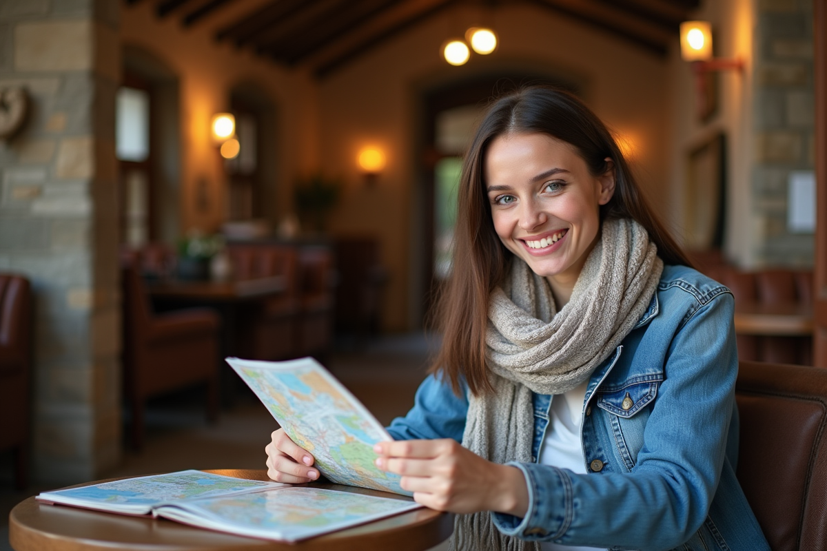 Jeune femme souriante dans un hôtel de Strasbourg