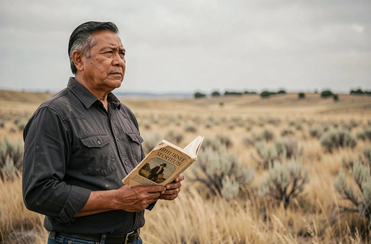 Homme amérindien dans les grandes plaines tenant un livre sur la peinture américaine du XIXe siècle, réflexion sur le débat autour d'American Progress