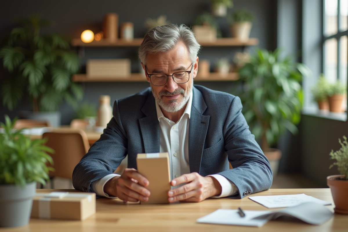Homme examinant des prototypes d