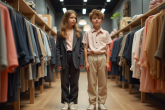 Adolescents en mode tendance dans un magasin de vêtements