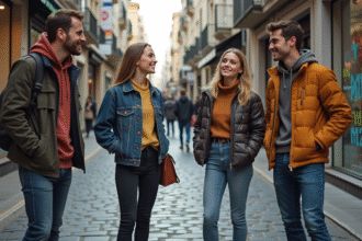 Groupe de jeunes adultes en mode urbain dans la rue